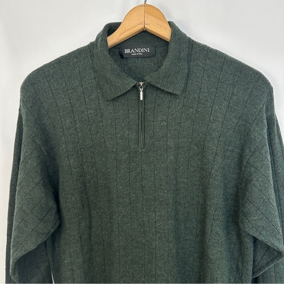 Brandini Made In Italy Sweater Mens XL 100% Fine Merino Wool Pullover Green - Picture 2 of 11